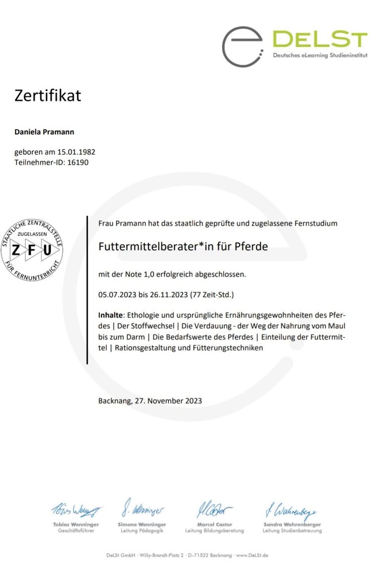 Copyright Daniela Pramann Zertifikat DELST